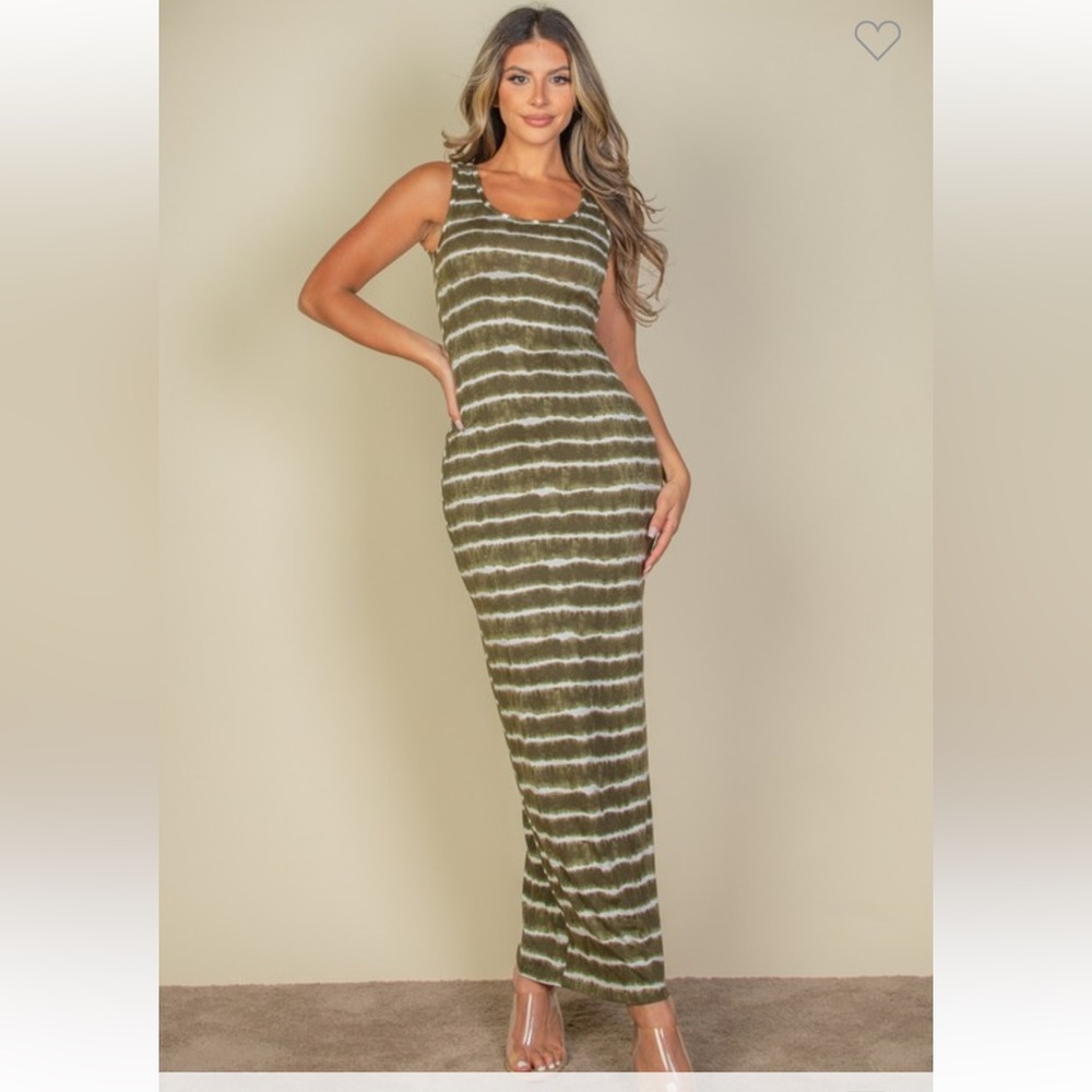 Olive Striped Maxi Dress
